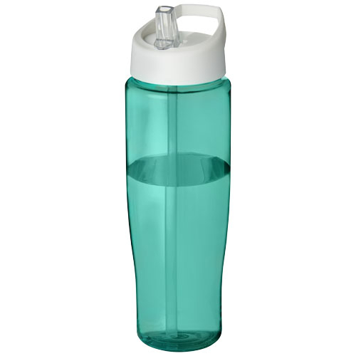 Bouteille sport publicitaire avec paille 700ml H2O Active® Bleu aqua et Blanc